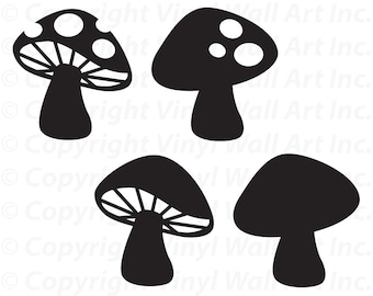 Woodland Mushrooms Set of 4 vinyl decals