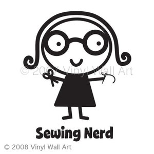 Sewing Nerd Vinyl Car Decal - Car Sticker, Laptop Sticker, Window Decal, Personalized Decal,