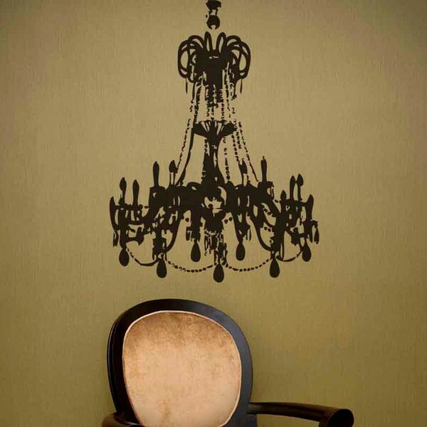 Grunge Chandelier Vinyl Decal size MEDIUM - Décor mural de lustre, Décoration intérieure, Décalcomanie de bureau, Décoration romantique de chambre