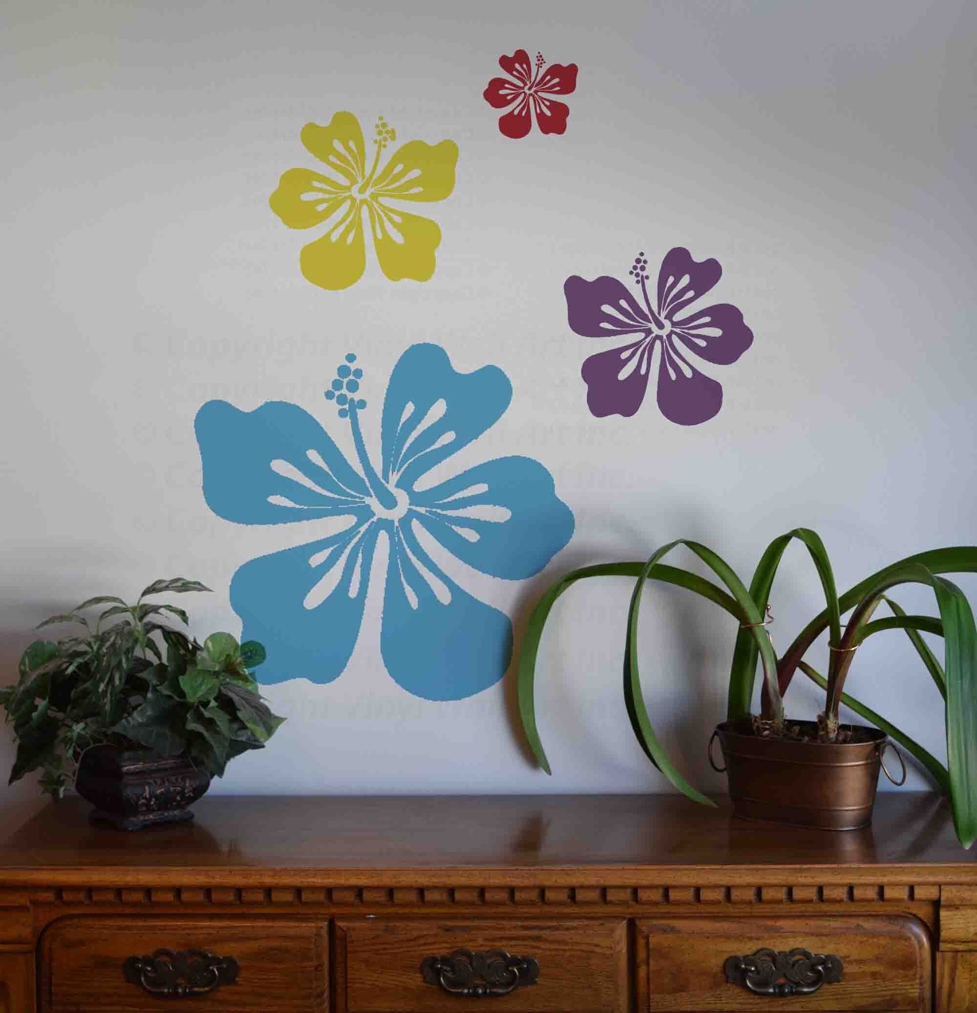 Hawaiian Hibiscus Flower Vinyl Wall Decal size LARGE Flower Etsy
