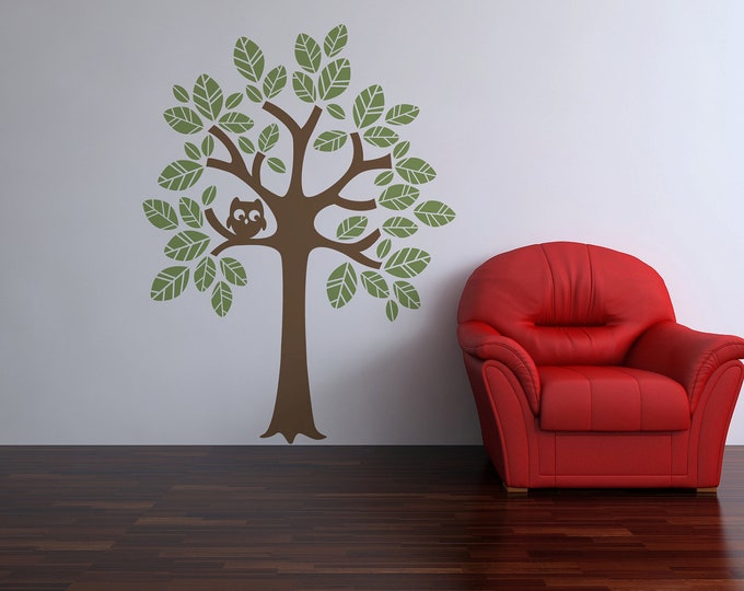 Two Color Tree Vinyl Wall Decal Size LARGE Tree Wall Decal Etsy