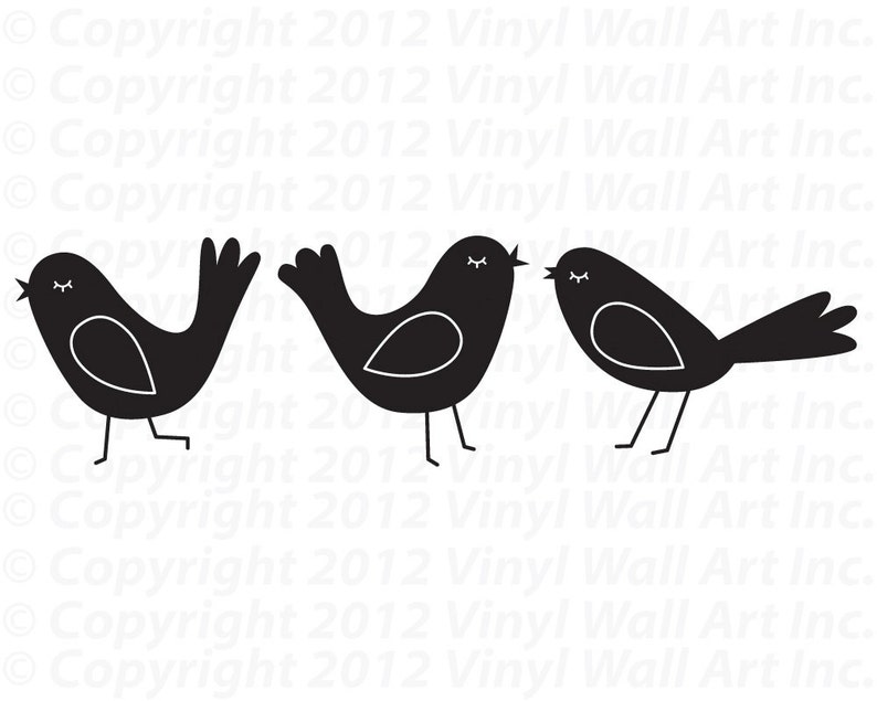 Art Bird Vinyl Wall Decals Set of 3 Bird, Bird Decor, Bird Wall Art, Bird Decoration, Bird Design, Nursery Bird, Window Decal image 3