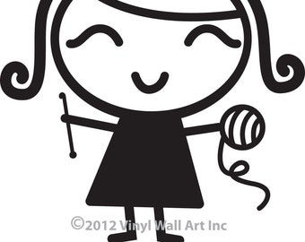 Crochet Girl Vinyl Decal - Car Sticker, Laptop Sticker, Window Decal, Personalized Decal,