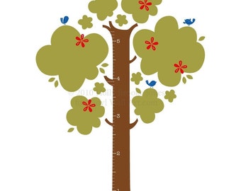 Birds in a Tree Vinyl Growth Chart Vinyl Decal: Child Decor, Children's room, Nursery Decor, Child Art, Little Kid Growth Chart