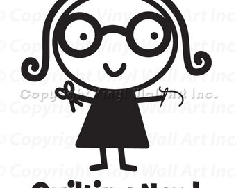 Quilting Nerd Vinyl Car Decal - Car Sticker, Laptop Sticker, Window Decal, Personalized Decal,