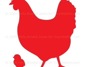 Chicken & Chick set Vinyl Decal, Kitchen Vinyl Decal, Chicken Wall Sticker, Kitchen Décor, Baby Chick