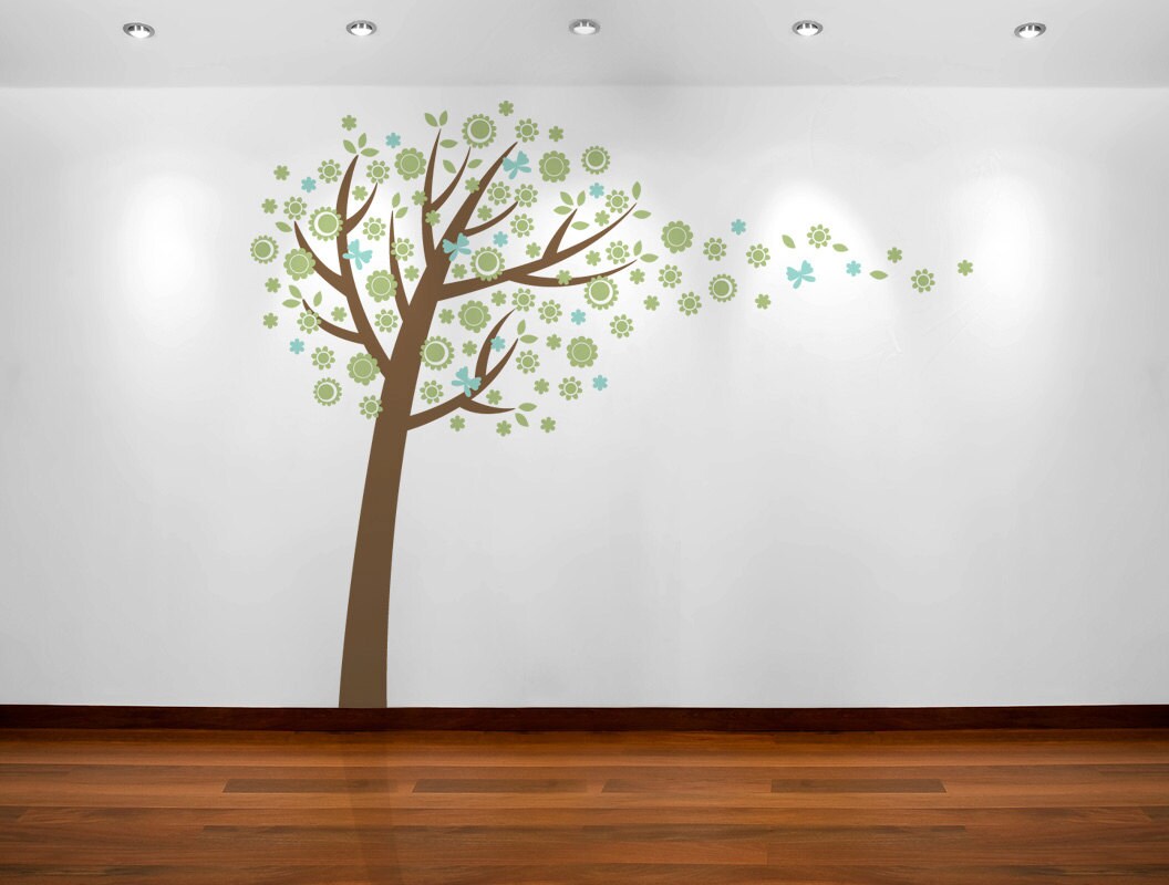 Blossom Tree Vinyl Decal - Arbre, Art De L'arbre, Pépinière, Chambre D'enfant, Décalque Mural D'arbre, Arbre Artistique