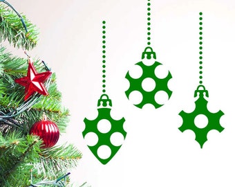 Polka Dot Christmas Ornaments, Set of 3 Decals, Size X-LARGE - Christmas Decal, Ornament Decal, Home Decor, Christmas Time,