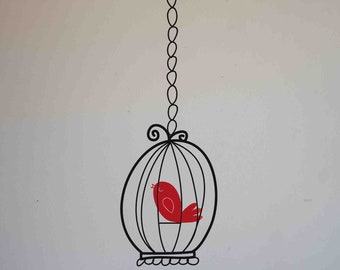 Bird Cage SMALL Vinyl Decal - Bird, Birdcage, Bird Decal, Bird Sticker, Bird Cage Wall Art, Decorative Bird Cage, Bird Cage Decor