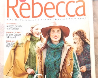 2001 Rebecca Knitting Magazine # 20- 26 Fall Winter Knitting Patterns, German Knitting Magazine w/ English Instructions