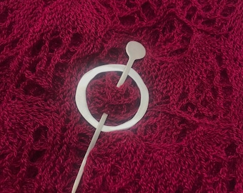 Round Modern Minimalist Shawl Pin, Handcrafted Knitwear Jewelry, Jul Designs Mid Century Modern Circular White Brass Shawl Brooch