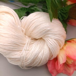 FINGERING Cupro Cotton Undyed Yarn Base Blank, Natural Cotton Bare Yarn Vegan Silk