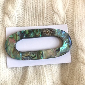 Abalone Paua Shell Oval Shawl Pin, Handcrafted Oval Inlaid Shell Shawl Pin Brooch image 7