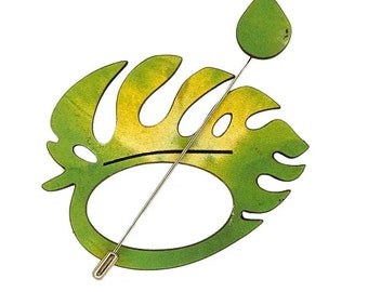 Monstera Leaf Scarf and Shawl Pin, Handmade Laser Cut Wooden Green Leaf Shawl Pin