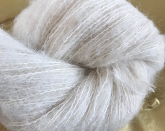 LACE Brushed Alpaca Silk Undyed Yarn, Lace Weight Suri Alpaca Yarn for Knitting Crocheting