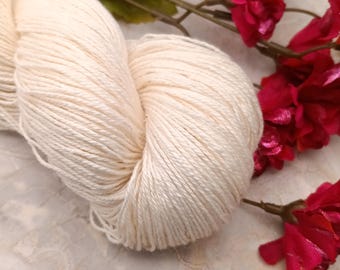 FINGERING Base de fil de bambou non teint en coton biologique, fil de coton peigné poids naturel non teint
