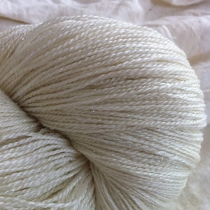 LACE Merino Silk Stellina Undyed Yarn, Lace Stellina Yarn Blank, Sparkle Wedding Shawl Yarn