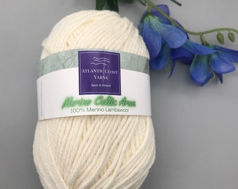 ARAN Merino Lambswool Natural Ivory Undyed Yarn Blank Non Superwash, Made in Ireland, Irish Yarn for Aran Sweaters