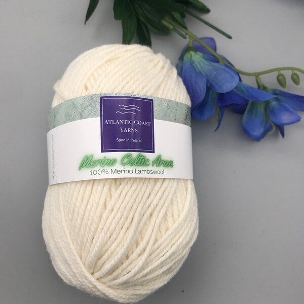 ARAN Merino Lambswool Natural Ivory Undyed Yarn Blank Non Superwash, Made in Ireland, Irish Yarn for Aran Sweaters