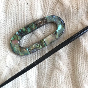 Abalone Paua Shell Oval Shawl Pin, Handcrafted Oval Inlaid Shell Shawl Pin Brooch image 2