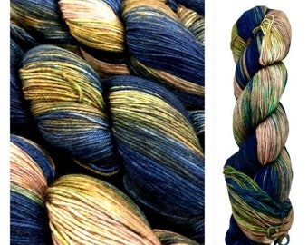 Superwash Merino & Nylon Fingering Weight Sock Yarn, Knitters Pride Symfonie Terra SW Variegated Hand Dyed Yarn Riverbank