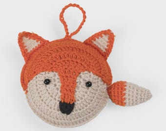 Crocheted Fox Tape Measure, Handcrafted Crochet Retractable Measuring Tape