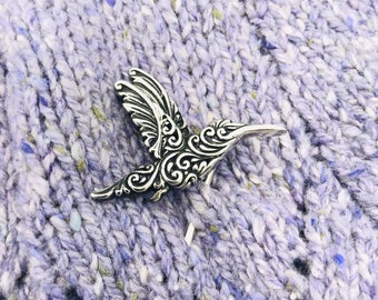 Jul Designs Filigree Hummingbird Shawl Pin Stick, Handcrafted Shawl Pin, Hummingbird Hair Stick, Knitting gift, Handmade Pin