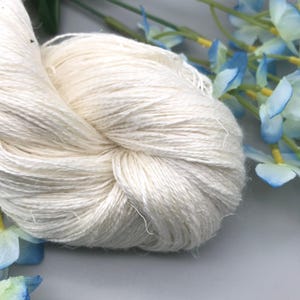LACE Silk Linen Undyed Yarn Base Blank, Undyed Mulberry Silk and Linen Ivory Lace Weight Yarn