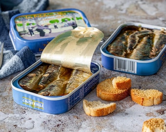 Les Belles de Marseille 3 Sardine Tin Gift Pack, Tinned Fish, Wild Caught Sardines from France Pitchounettes, Pescadou, Pastis