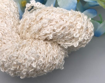 SPORT Silk Boucle Yarn, Natural Heavy Fingering Weight Boucle Bombyx Mulberry Silk Undyed Yarn