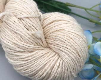 ARAN SW Merino Wool & Clima Undyed Yarn Blank, Temperature Regulating Wool Fiber Blend Undyed Yarn