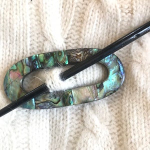 Abalone Paua Shell Oval Shawl Pin, Handcrafted Oval Inlaid Shell Shawl Pin Brooch