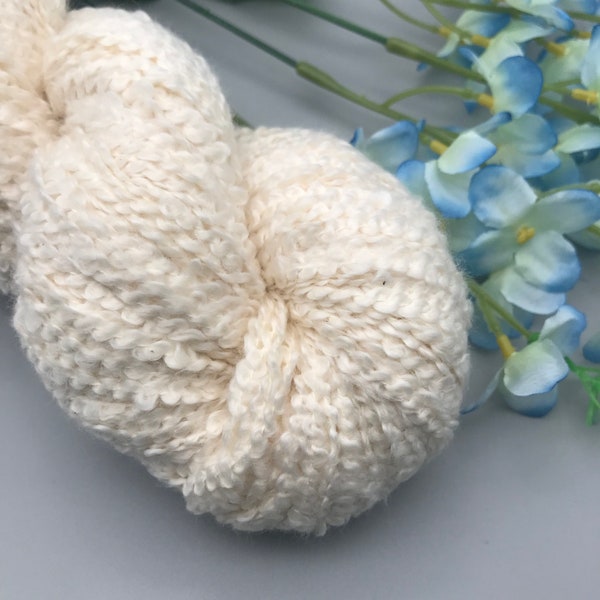 WORSTED Cotton Boucle Undyed Yarn, Soft Natural Combed Sipan Cotton Yarn