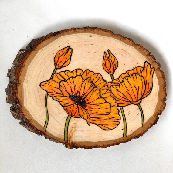 Wood slice painting ideas: 25 floral wood slice painting & acrylic painting  on wood slices