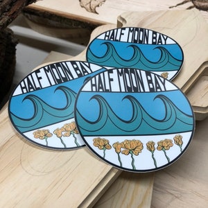 Half Moon Bay sticker, laptop and bottle decal