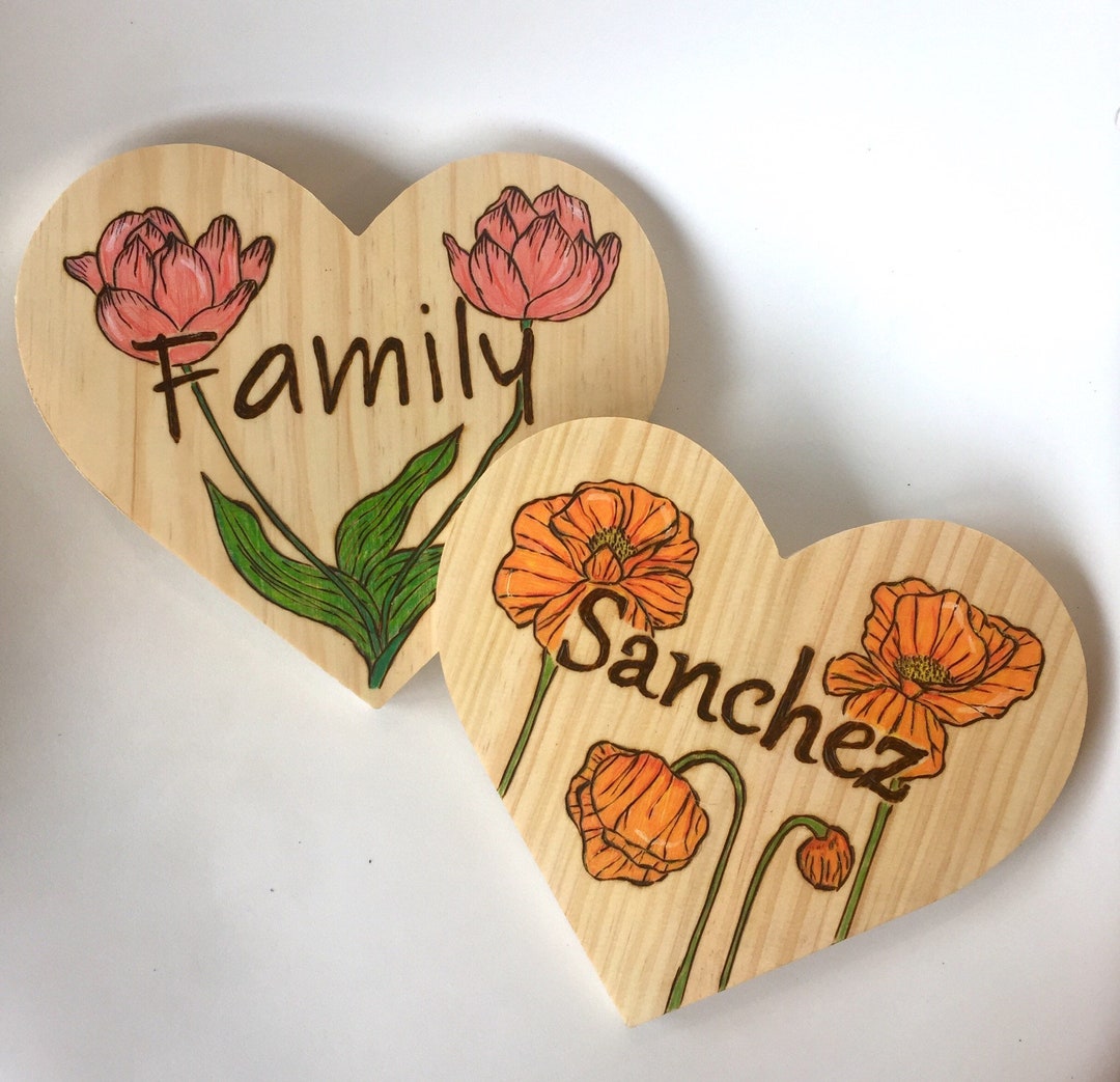 Personalized Heart Wood Art, Wood Burned Art, Custom Wood Wall Art