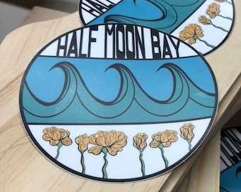 Half Moon Bay sticker, laptop and bottle decal