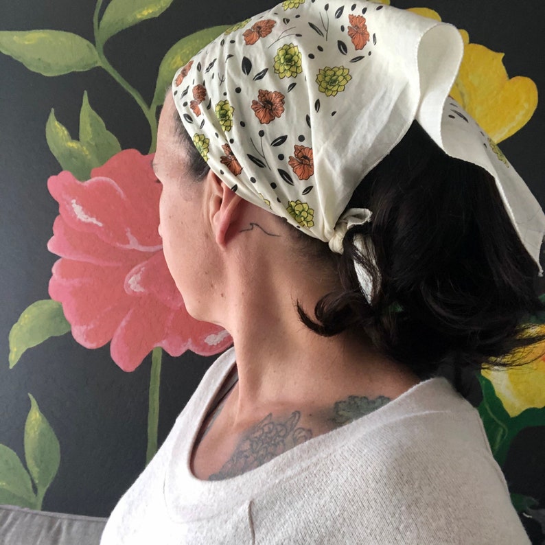 Floral Bandana Women Hair Flower Bandana Cotton Pretty Etsy