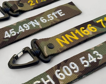 Custom Embroidered Camo Keyring | Personalised Tactical Tag | Keychain | For Him & Outdoor Explorers