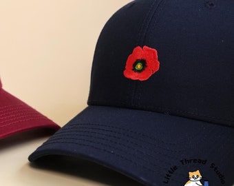 Bestickte Poppy-mütze: Baseballmütze aus geblümter Baumwolle, hergestellt in Großbritannien