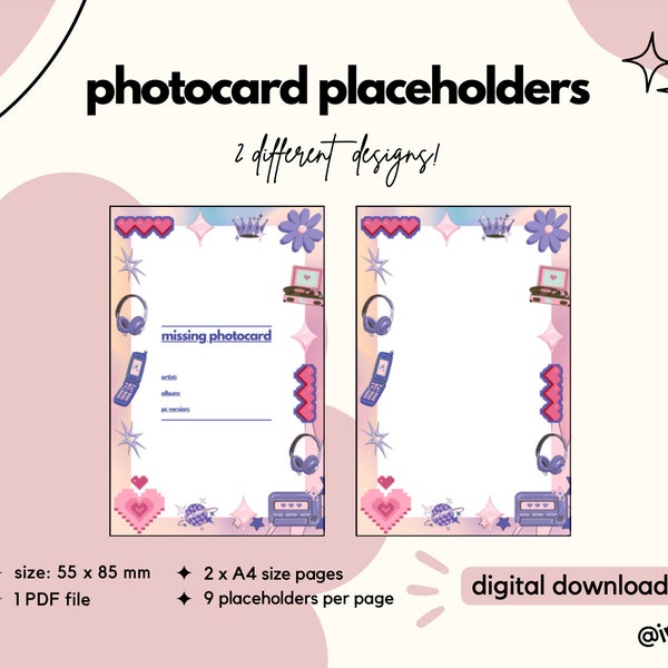 Missing Photocard Binder Fillers | Cute Kpop PC Placeholders