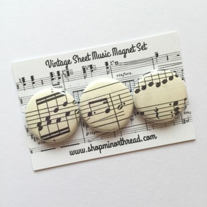 Sheet Music Magnets Made From Vintage Sheet Music Handmade by Minor Thread image 1