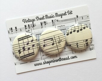 Sheet Music Magnets Made From Vintage Sheet Music Handmade by Minor Thread