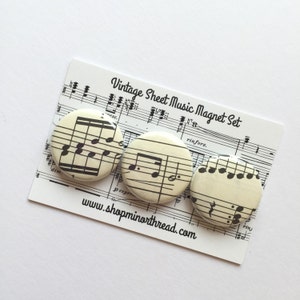 Sheet Music Magnets Made From Vintage Sheet Music Handmade by Minor Thread image 3