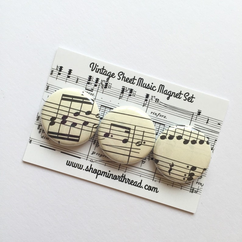 Sheet Music Magnets Made From Vintage Sheet Music Handmade by Minor Thread image 3