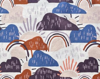 DESTASH Hilltop by Hope Johnson Cotton + Steel Quilting Fabric Purple Blue Caramel Peach 71 Inches