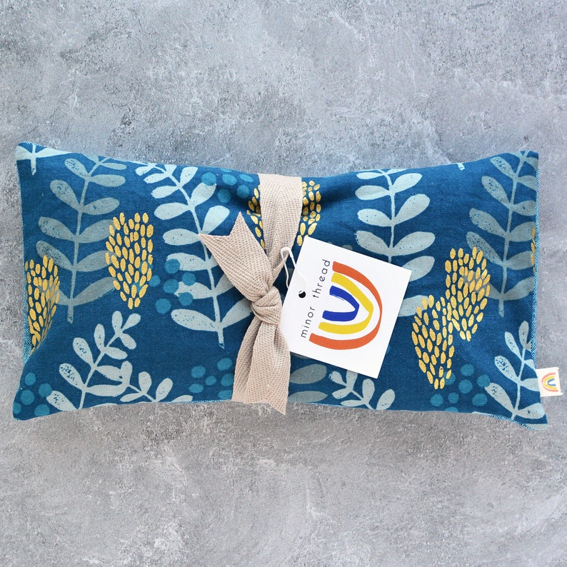 Oversized Eye Pillow Fern Dell in Azure & Gold image 1