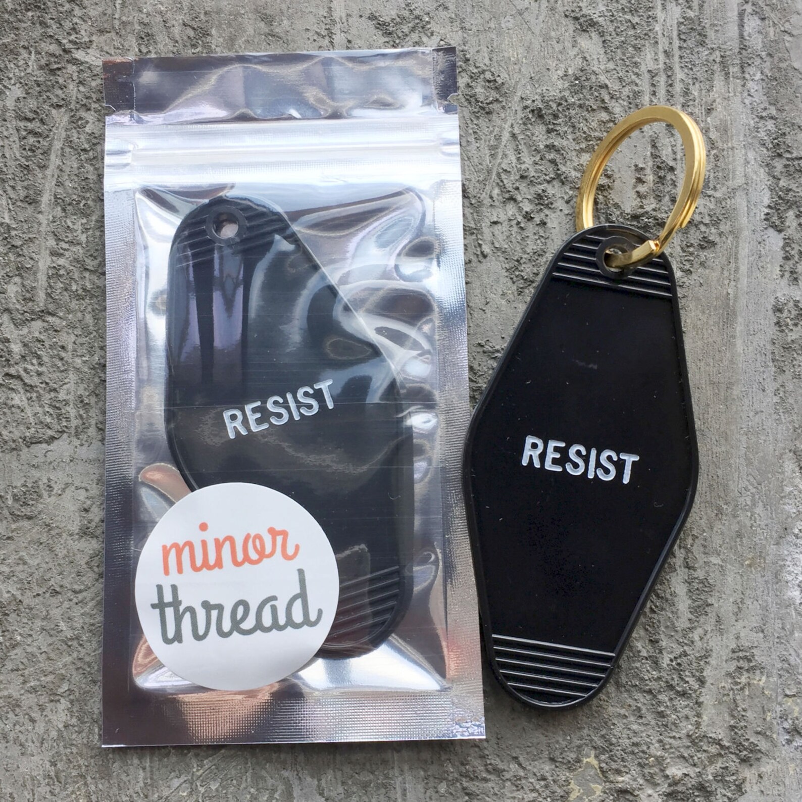 RESIST Hotel Key Chain in Black and White by Minor Thread Etsy