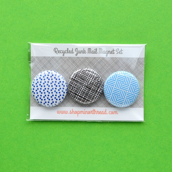 Magnet Set Recycled Junk Mail 1" Round Magnets