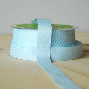 Light Blue Chevron Twill Tape Ribbon .75 Inch Chevron Stripe Ribbon 5 Yards by May Arts